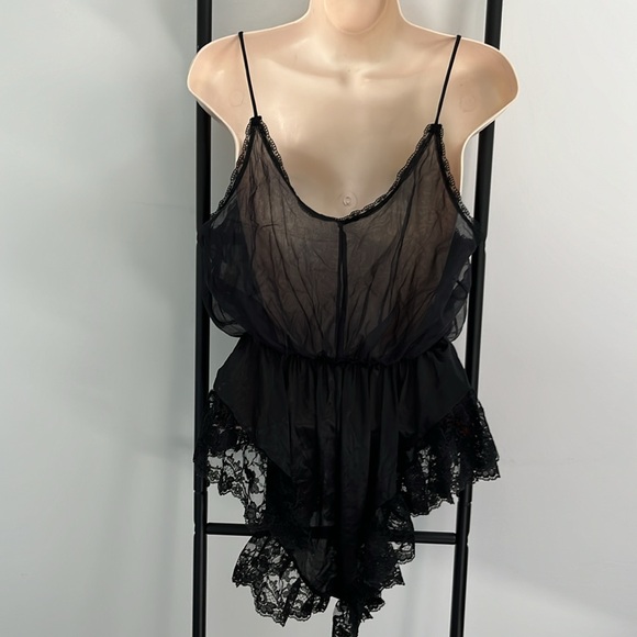 Vintage Tosca Lingerie California Teddy Black Nylon Lace Snap Crotch Bodysuit - Picture 4 of 10